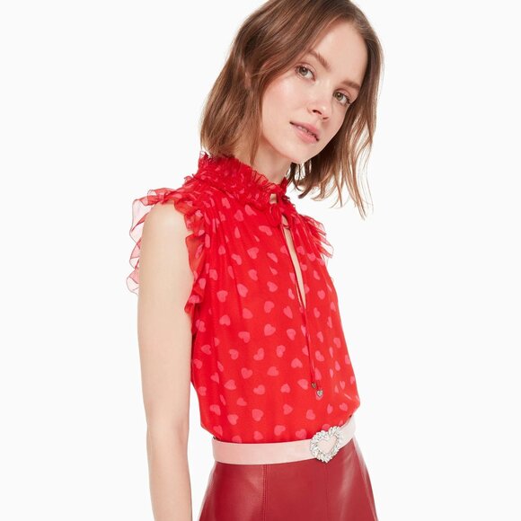 kate spade Tops - kate spade Heartbeat 100% Silk Top (size XXS)